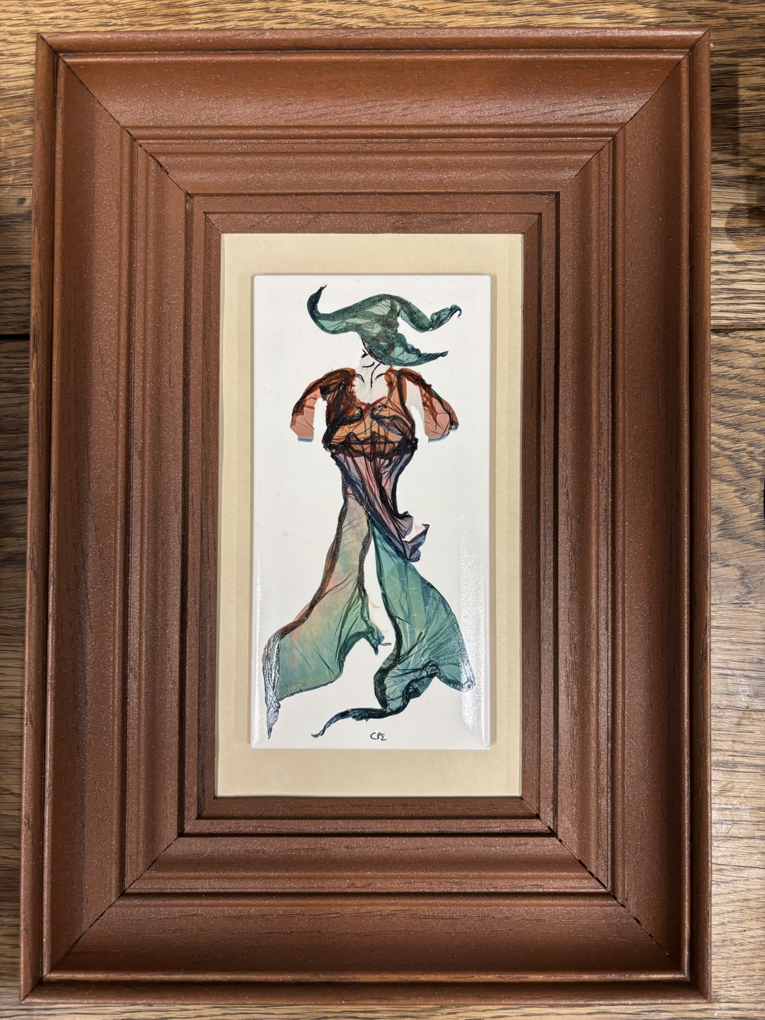 Elphaba — émulsion Polaroid sur carrelage, œuvre d’art originale de Céline Pivoine Eyes (série Drôle de Dames)